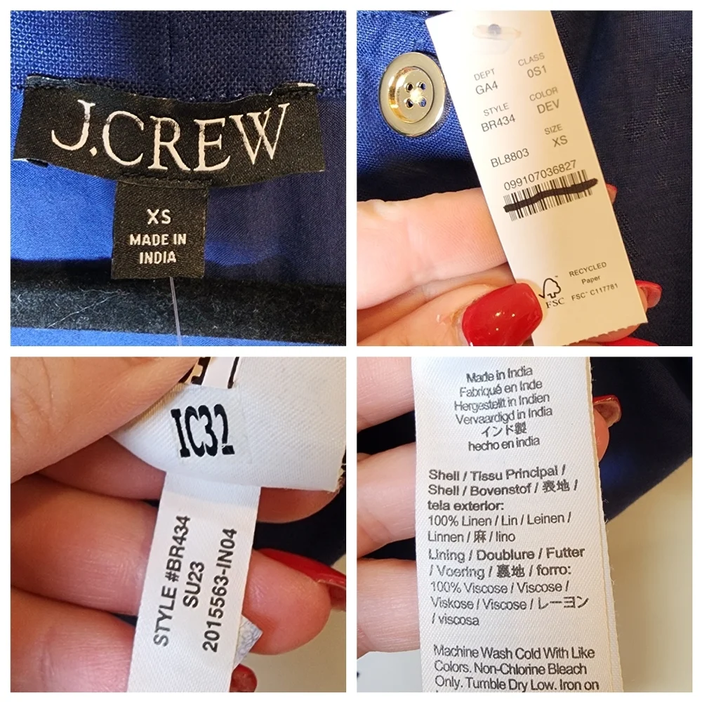 NWT J. Crew‎ 100% Linen Blue Sleeveless Button Shift Mini Dress Size XS - Picture 3 of 15